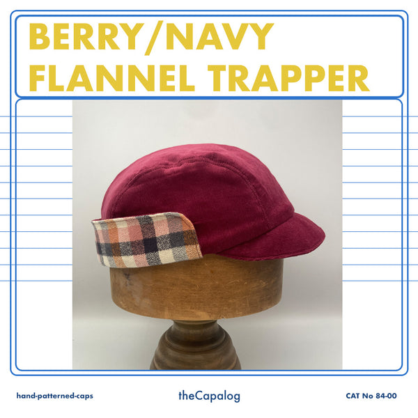 Berry & Navy Flannel Winter Trapper Cap