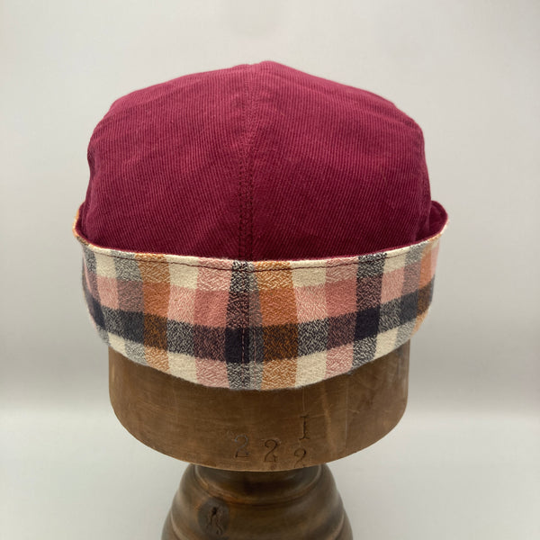 Berry & Navy Flannel Winter Trapper Cap