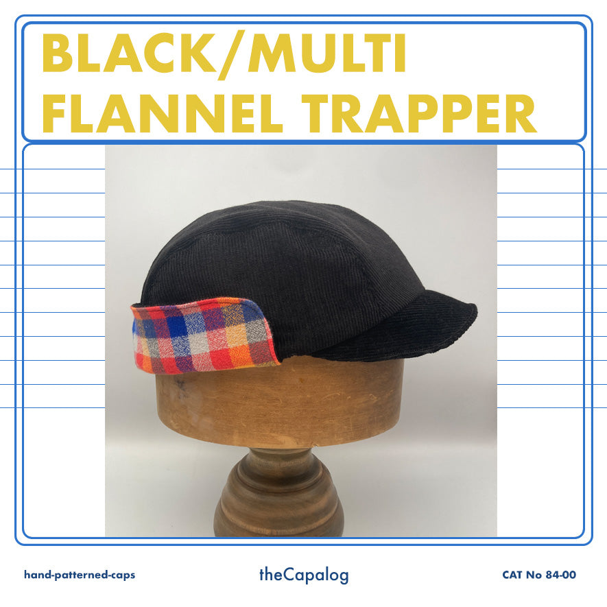 Black & Multi Flannel Winter Trapper Cap