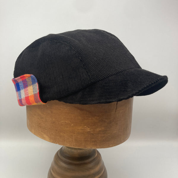 Black & Multi Flannel Winter Trapper Cap