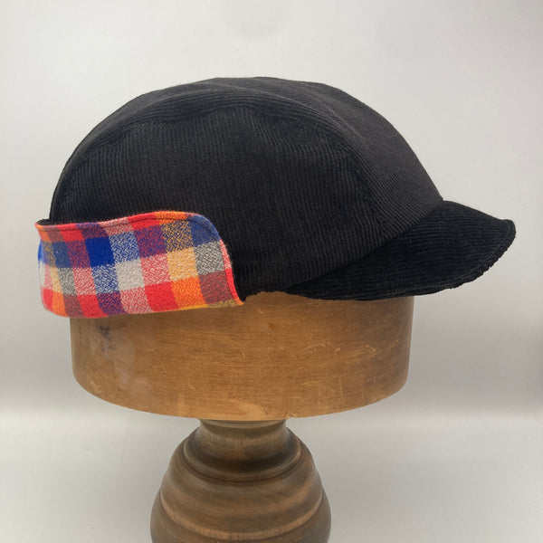 Black & Multi Flannel Winter Trapper Cap