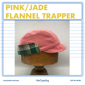 Pink & Jade Green Flannel Winter Trapper Cap