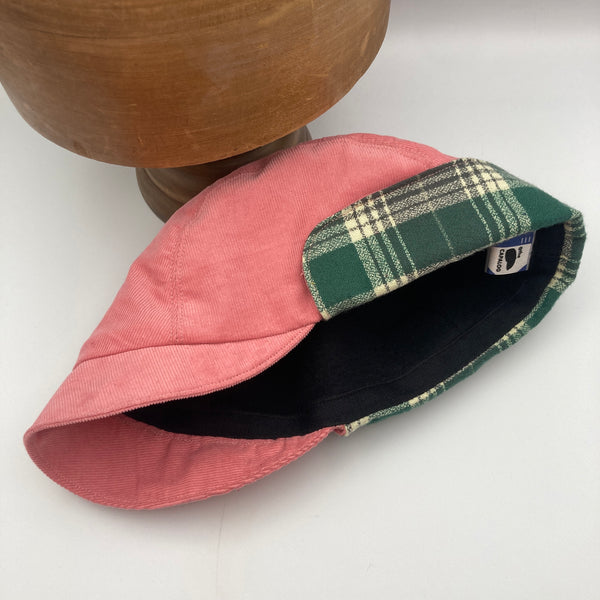 Pink & Jade Green Flannel Winter Trapper Cap