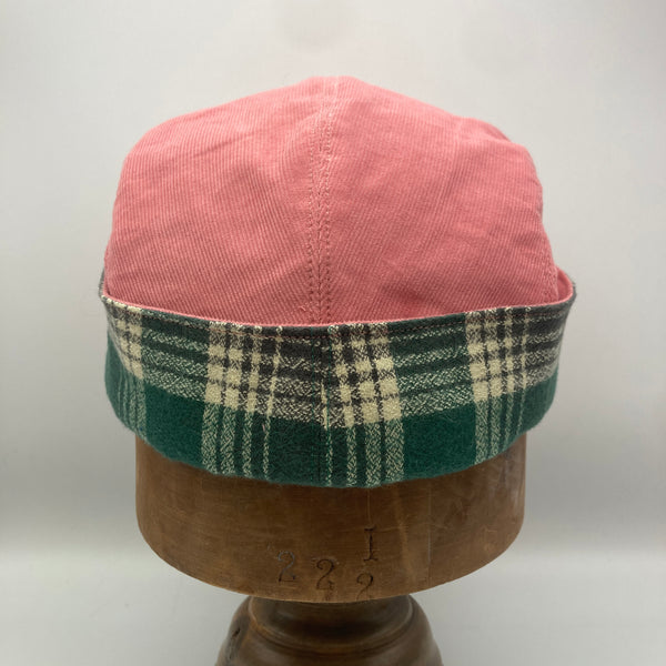 Pink & Jade Green Flannel Winter Trapper Cap